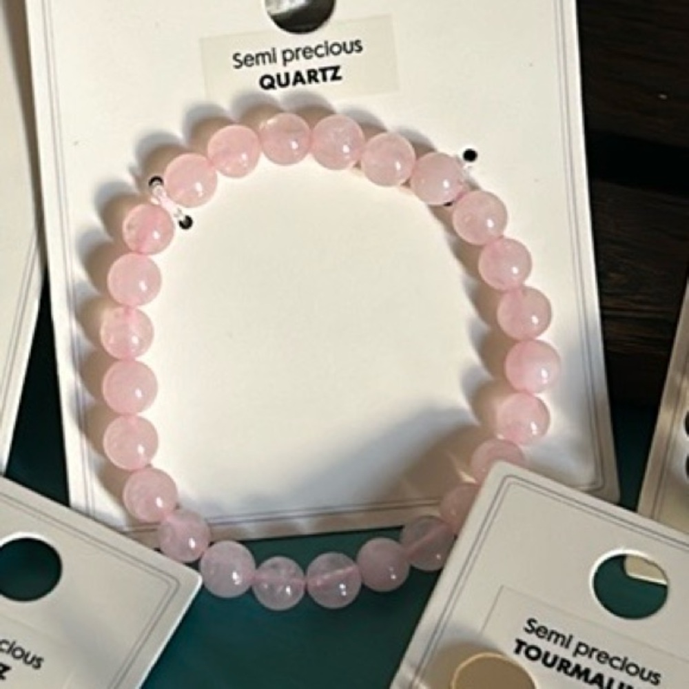 New Rose Quartz Semi-Precious Gemstone Bead Stretch Bracelet